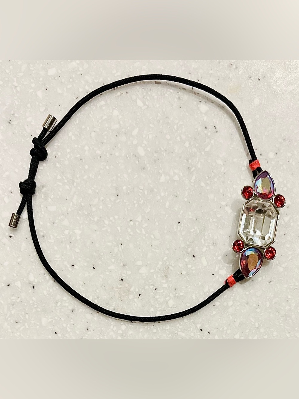 Crystal Accent Black Cord Bracelet
